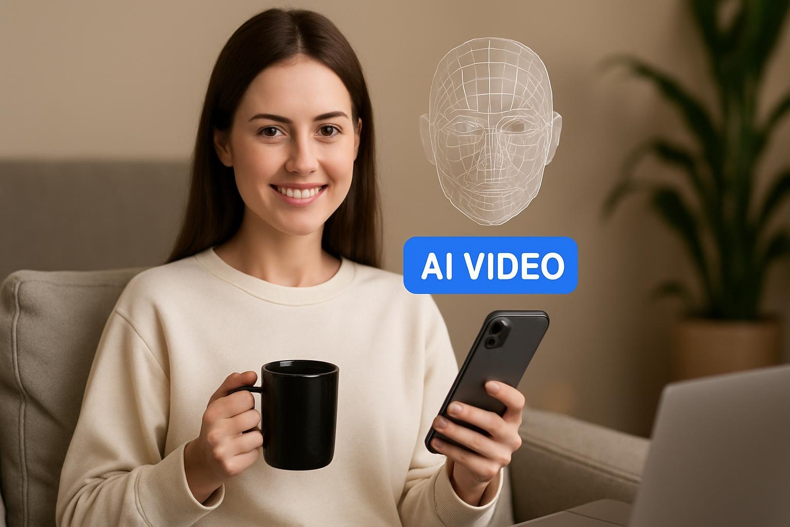 Interface simplifiée d’un service vidéo IA grand public utilisé pour la communication